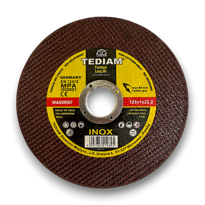 Tarcza korundowa do cięcia TEDIAM PREMIUM LONG LIFE INOX